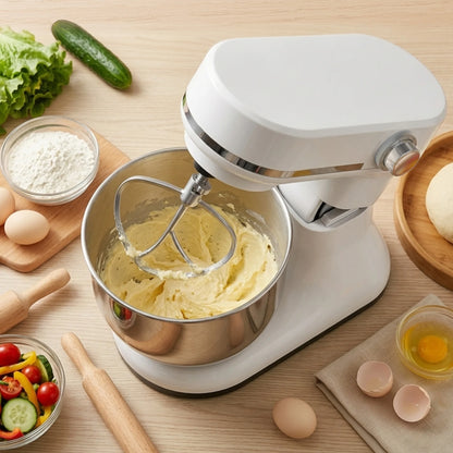 BioloMix 5.5L&4L Double Bowl Electric Food Mixer, 8 Speeds Stand Mixer for Daily Use with Egg Whisk, Dough Hook, Flat Beater