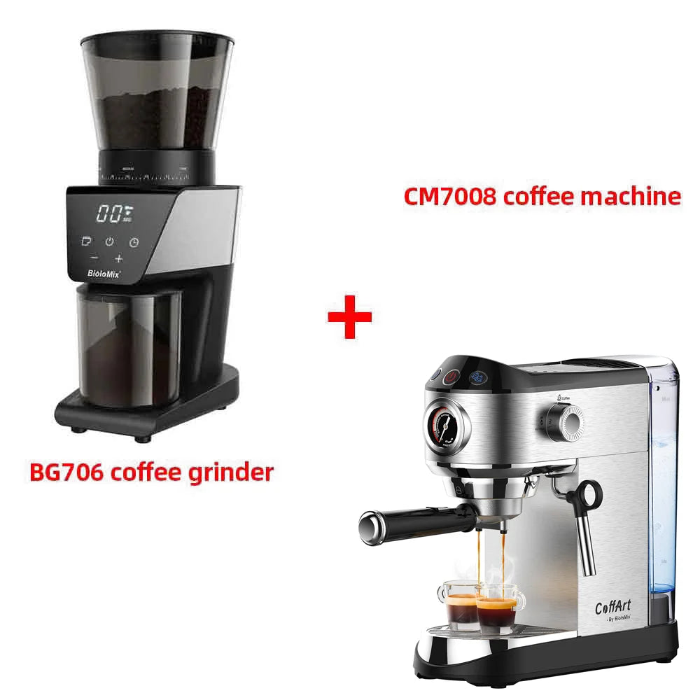 BioloMix Stainless Steel 20 Bar Semi Automatic Powder Coffee Machine,with Milk Steam Frother Wand, for Espresso, Cappuccino