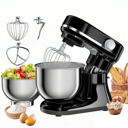 BioloMix 5.5L&4L Double Bowl Electric Food Mixer, 8 Speeds Stand Mixer for Daily Use with Egg Whisk, Dough Hook, Flat Beater