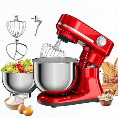BioloMix 5.5L&4L Double Bowl Electric Food Mixer, 8 Speeds Stand Mixer for Daily Use with Egg Whisk, Dough Hook, Flat Beater