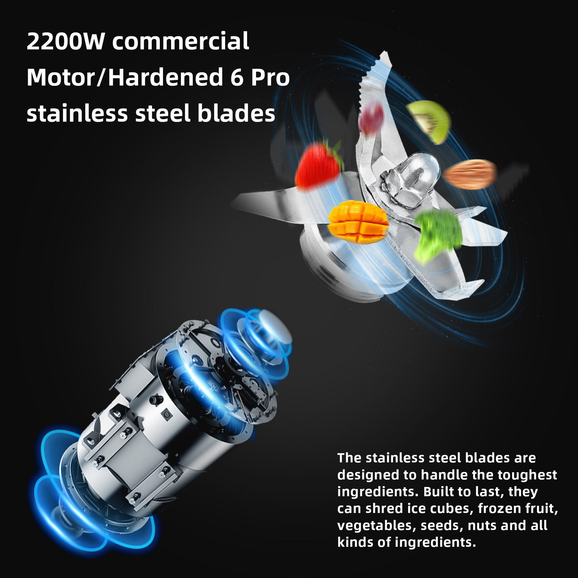 BioloMix BPA Free 2L Jar 2200W Professional Smart Timer Pre - programed Blender Mixer Juicer Food Processor Ice Smoothies Crusher - BioloMix Official Store