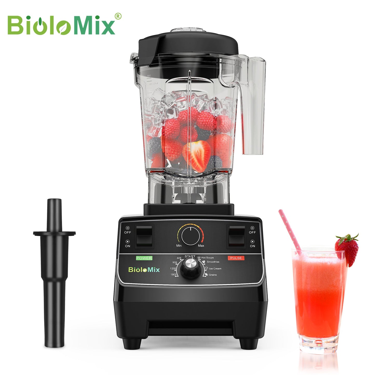 BioloMix BPA Free 2L Jar 2200W Professional Smart Timer Pre - programed Blender Mixer Juicer Food Processor Ice Smoothies Crusher - BioloMix Official Store