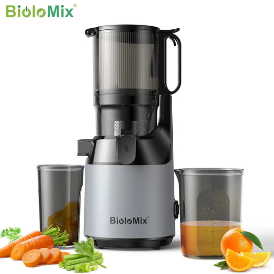 BioloMix Cold Press Juicer,with 130mm Feed Chute,Fit Whole Fruits & Vegetables,High Juice Yield,BPA FREE Slow Masticating Juicer - BioloMix Official Store