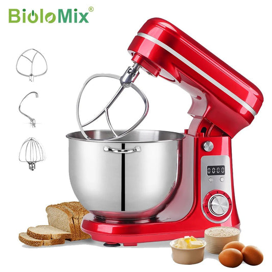 BioloMix Kitchen Food Stand Mixer, Blender, Quiet Motor, Cream Egg Whisk, Whip Dough Kneader, 6-Speed, 1200 W, 6 L, DC - BioloMix Official Store