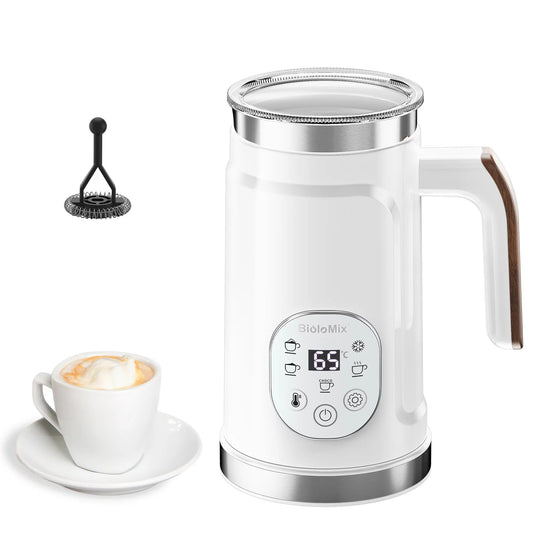 BioloMix Upgraded 5-in-1 LED Touch Screen Milk Frother for Lattes & Coffee, Hot And Cold Foam Maker - BioloMix Official Store
